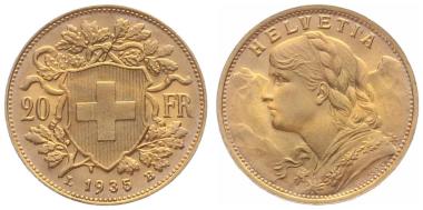 20 Franken 1935 LB - Vreneli